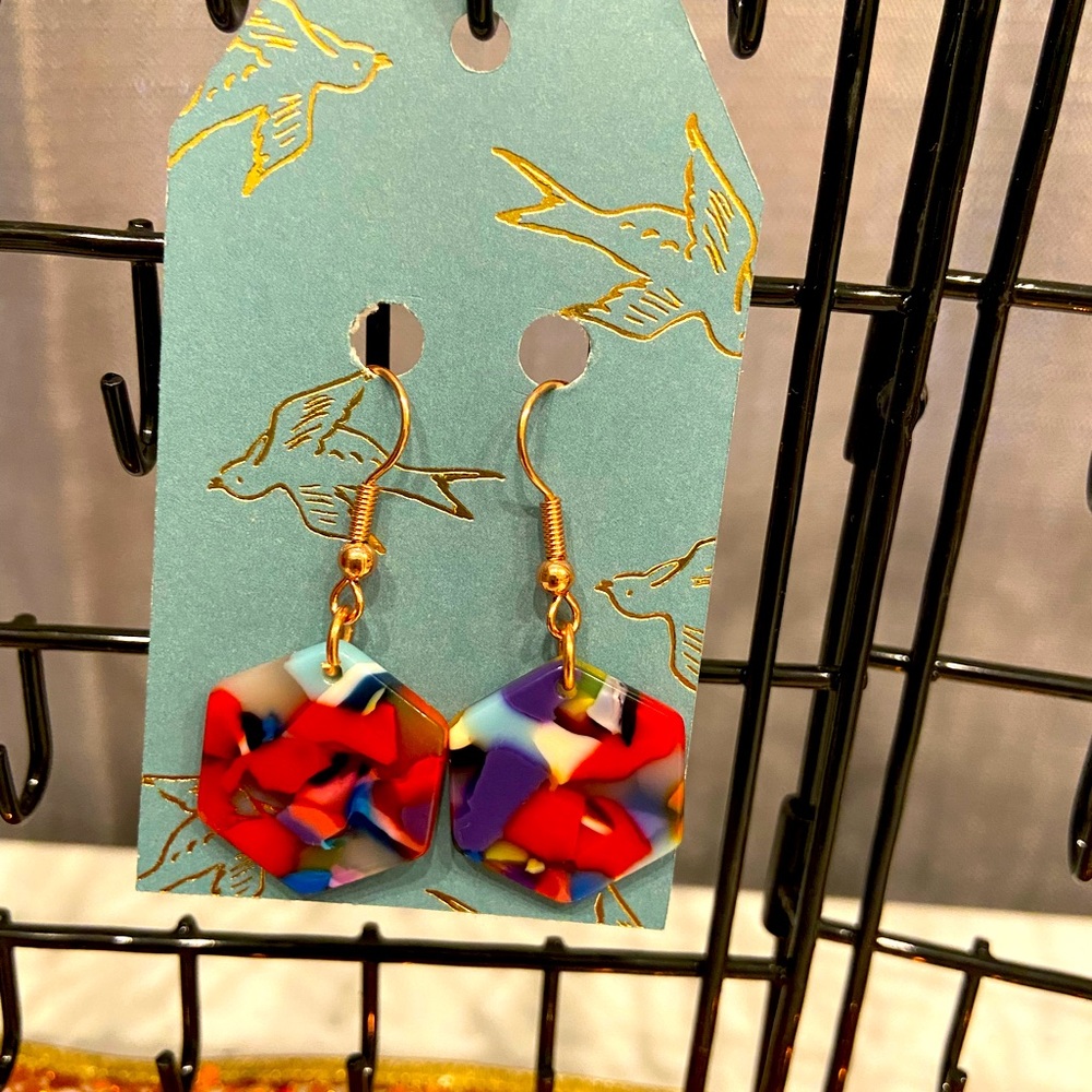 Handmade Honeycomb resin earrings